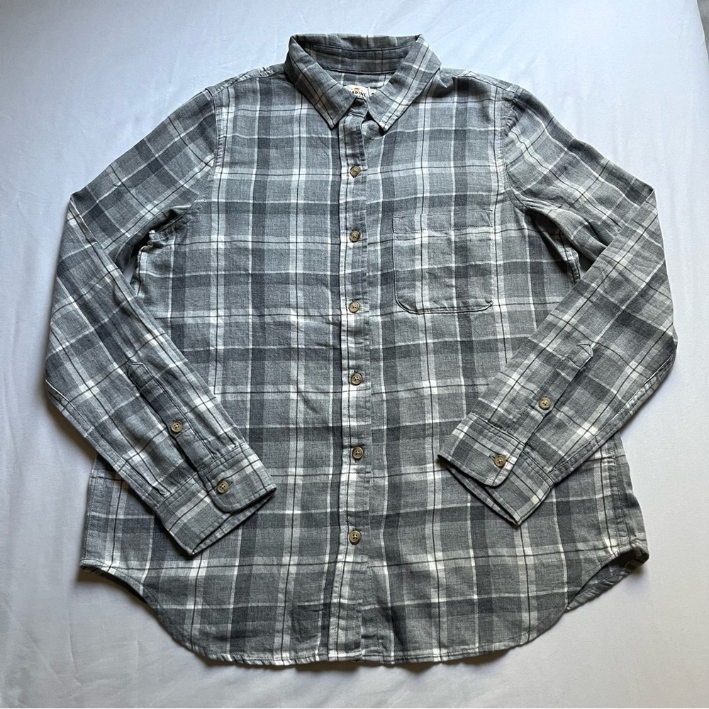 NWT MARINE LAYER grey meadow plaid button down up long sleeve shirt